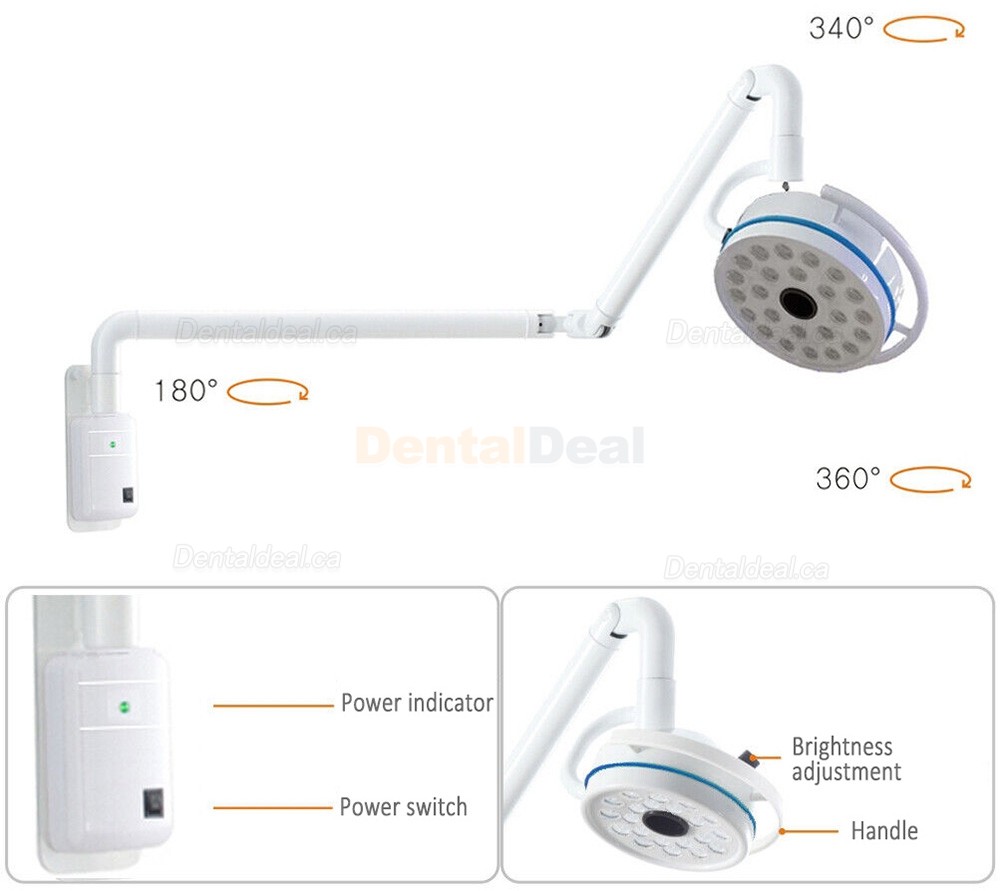72W Wall-Mounted Dental Surgical Lamp 24 LEDs Dental Shadowless Operating Light